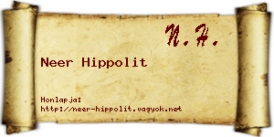 Neer Hippolit névjegykártya